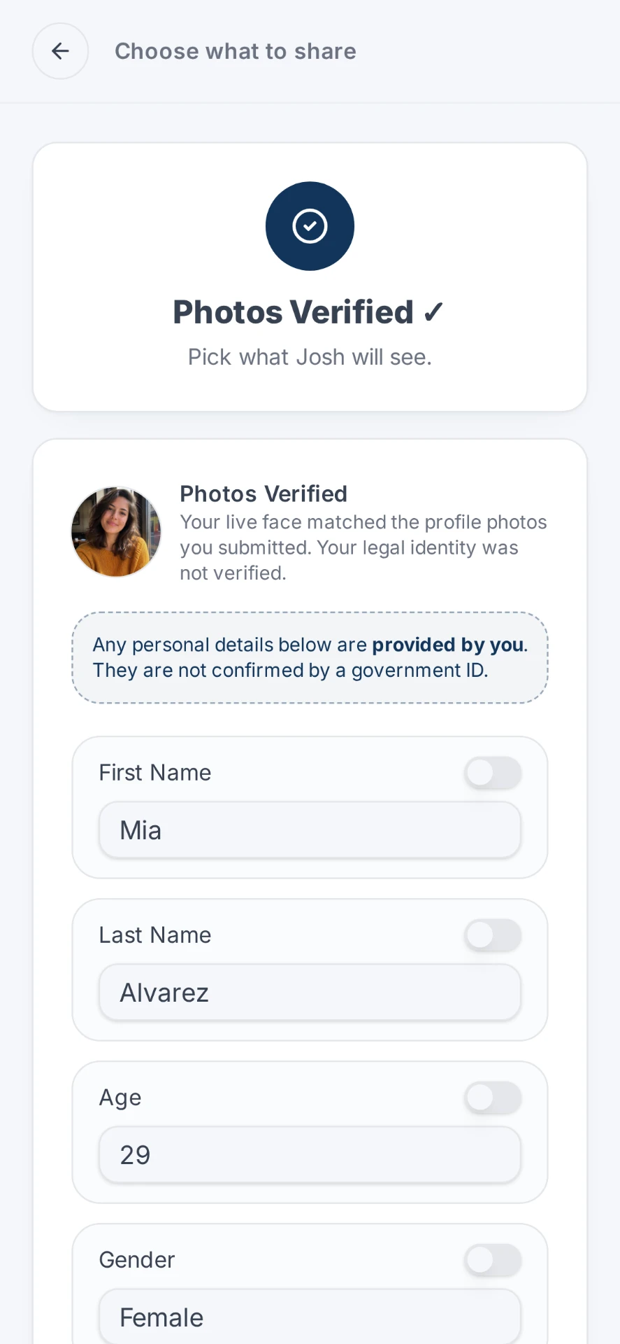 Choosing what to share when responding to a Trust Request